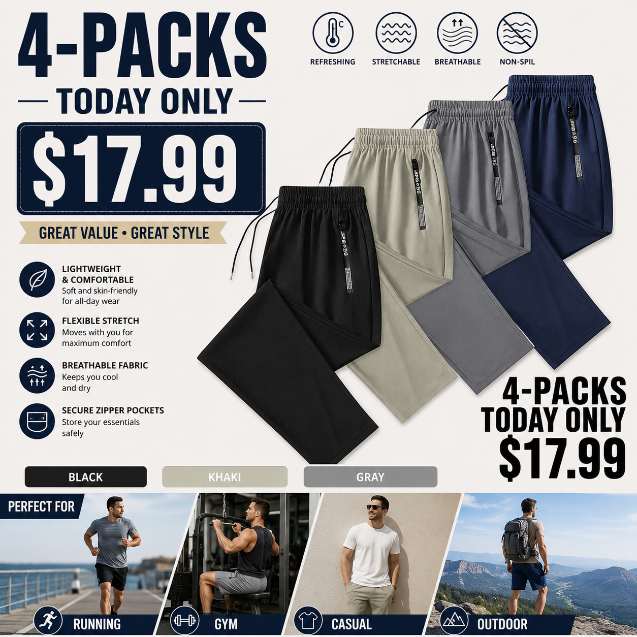 Men's Minimalist Ice Silk Casual Athletic Pants